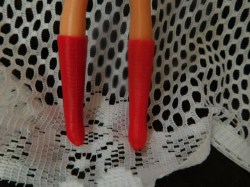 UNMARKED RED PLASTIC EMBOSSED LACE UP BOOTS OR WHITE STAR COWBOY BOOTS FITS BARBIE